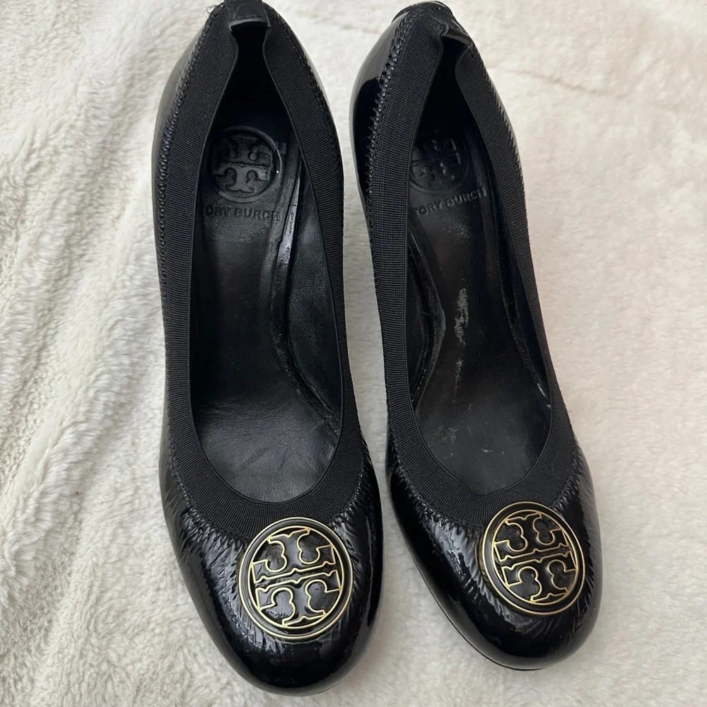 Tory Burch Caroline black leather heels